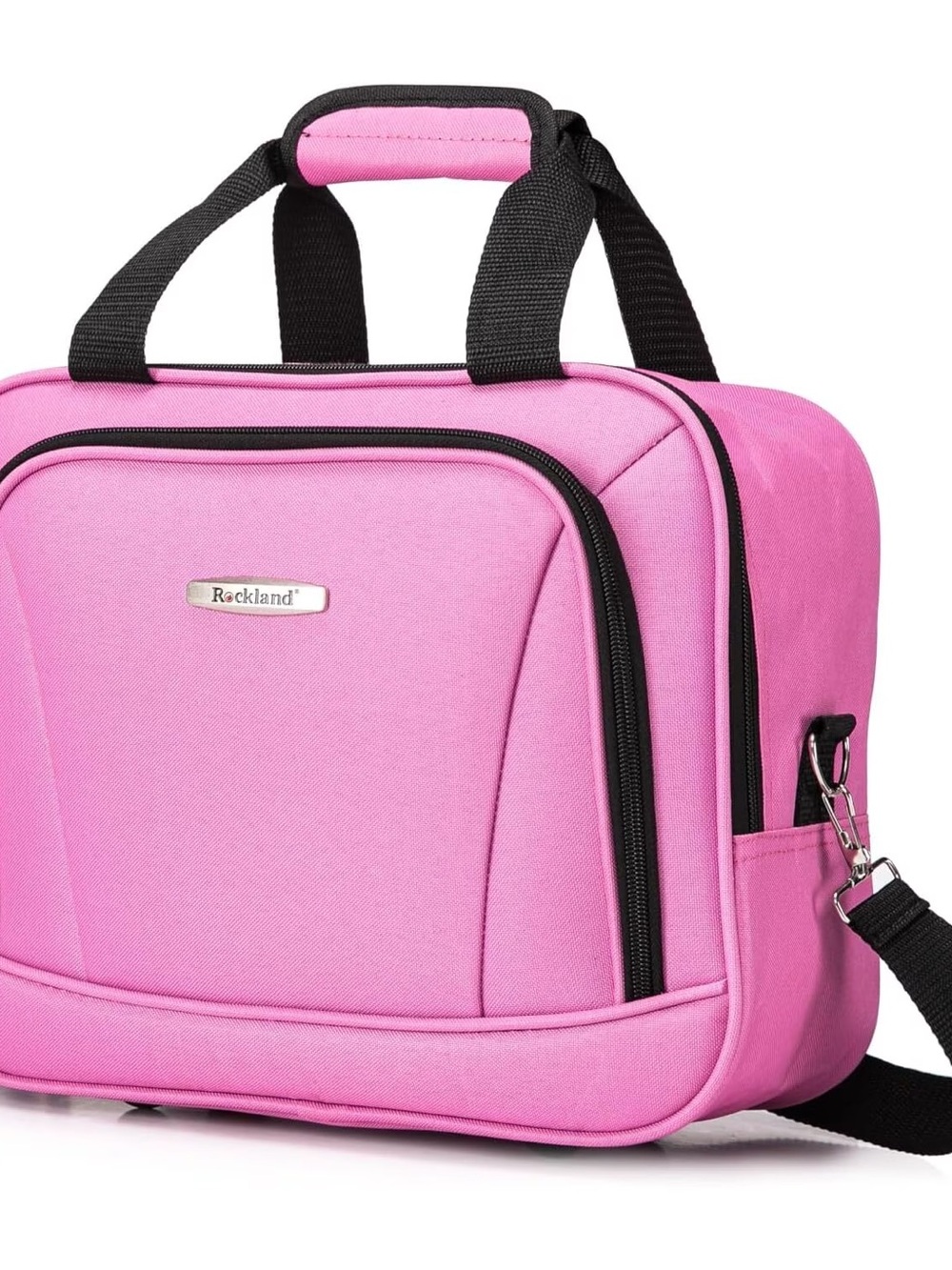 Pink Travel Cosmetic Bag with Top Handle and Shoulder Strap